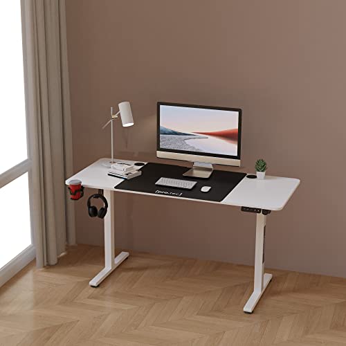 pro.tec Höhenverstellbarer Schreibtisch Stryn 120 x 60 cm elektrischer Schreibtisch Stehtisch Gaming Tisch Memory-Funktion mit 2 Höhen weiß