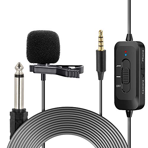 Indovis KM-D2 Omnidirektionales Clip-On-Lavaliermikrofon 3,5-mm-Stecker-Kondensatormikrofon | 8 m Kabellänge | Super Sound für Präsentationen Audio-Videoaufnahmen | Für Smartphone DSLR-Kamera PC