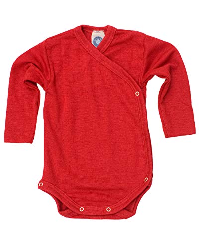 Cosilana Baby Wickelbody, Größe 50/56, Farbe Rot, 70% Wolle und 30% Seide kbT
