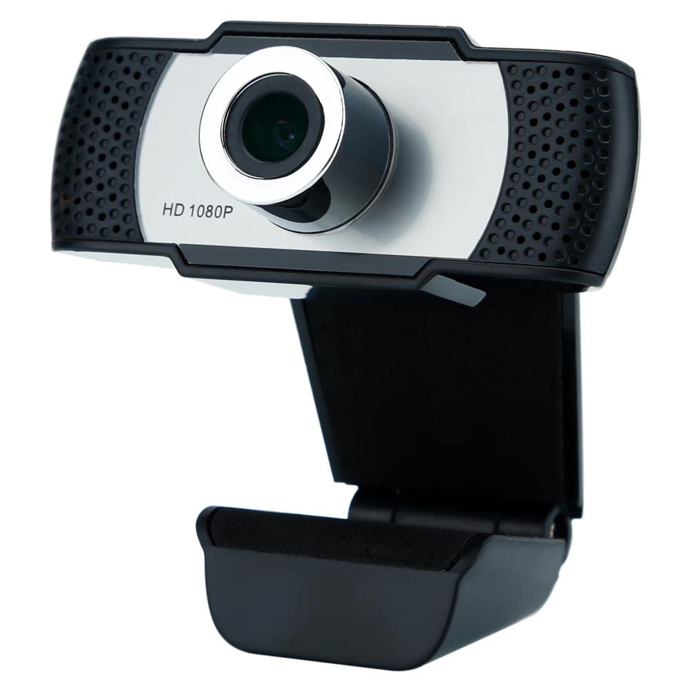 Cadorabo Webcam 1080P in SCHWARZ - Mit Mikrofon USB 2.0 Webkamera mit drehbarem Clip für Videoanrufe, Online Konferenzen, Live Stream, Gaming - Laptop Desktop PC