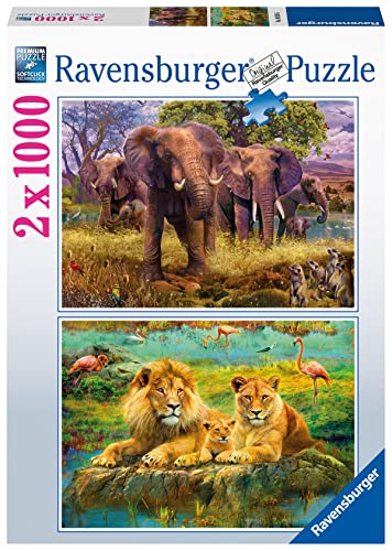 Ravensburger Puzzle 80526 80526-Afrikanische Tiere-2x 1000 Teile Puzzle für Erwachsene und Kinder ab 14 Jahren