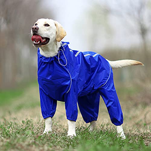 Regenmantel für Hunde, wasserdichter Reißverschluss, reflektierende Kleidung, Stehkragen, Kapuzenoverall für kleine große Hunde, Labrador-Regenanzug, Hunderegenmäntel
