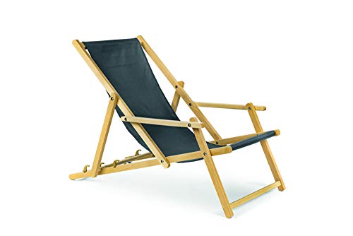 Holz-Liegestuhl mit Armlehne klappbar Farbe grau Gartenliege Strandliege Klappliegestuhl Sonnenliege