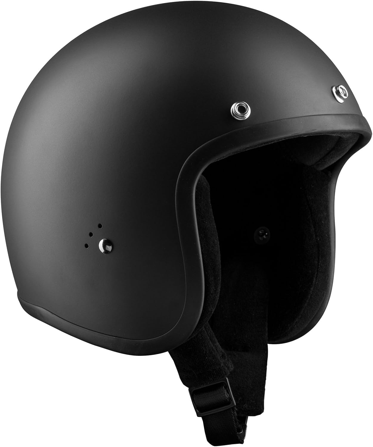 BANDIT Open Motorcycle Helmet Matte Black Custom Biker Style Visor Included Strap Closure Dull Black Open Helmet JETMB (S)