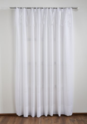Christiane Wegner 0400-07 Vorhangschal weiß-weiß, 1 x 2.25 m mit weißen Satinbändern