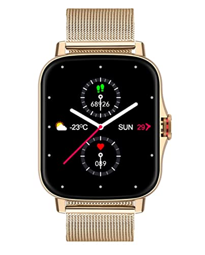 Radiant Intelligente Uhr, Smartwatch mit Blutsauerstoff, Blutdruck, Herzfrequenz, wasserdicht, IP67 für Herren Damen für Android iOS, gold