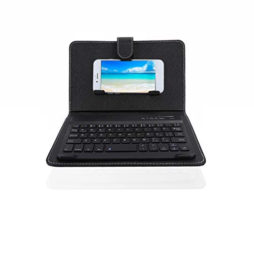 Handy Tastaturhülle, tragbare Mini Bluetooth Tastatur, ultraschlanke, kabellose Lederschutzhülle Keyboard für Android/IOS-Telefone mit Bluetooth (4,5-6,8 Zoll oder 6-9,5 cm/Bildschirmbreite)