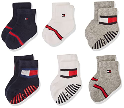 Tommy Hilfiger Unisex-Baby Flag Sock 6 Pack Ecom, White/Grey/Navy, 019