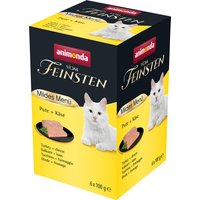 animonda Vom Feinsten Adult Katzenfutter, Nassfutter für ausgewachsene Katzen, mildes Menü, Pute + Käse, 6 x 100 g