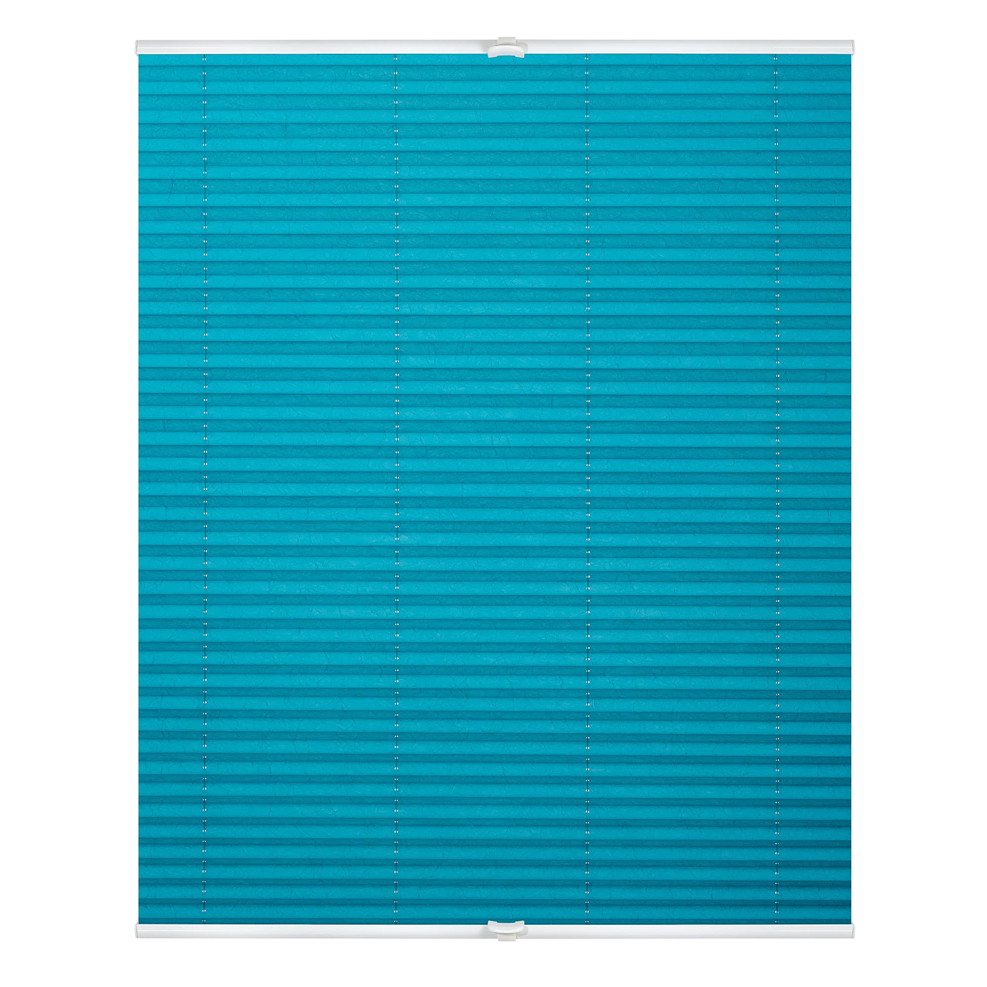 Lichtblick Plissee Klemmfix, ohne Bohren, verspannt, lichtdurchlässig, Blickdicht, Uni, mit eleganter Crushed Optik Blau,85 cm x 130 cm (B x L)