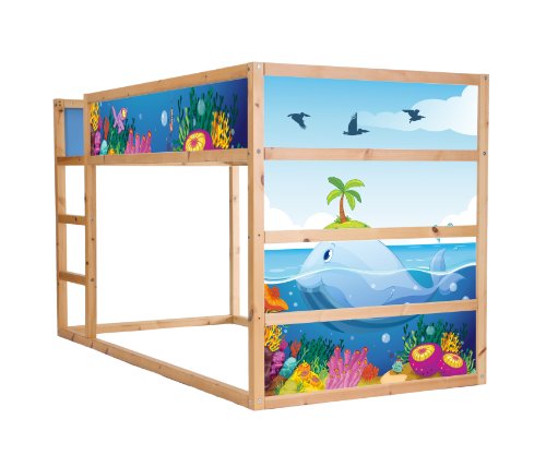 Stikkipix Unterwasserwelt Möbelfolie selbstklebend/Aufkleber - IM140 - passend für das Kinderzimmer Hochbett KURA von IKEA - Möbel Nicht Inklusive