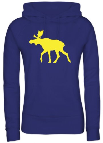 Shirtstreet, ELCH, Schweden Skandinavien Damen/Lady Kapuzen Sweatshirt - Pullover, Größe: M,Royal Blau