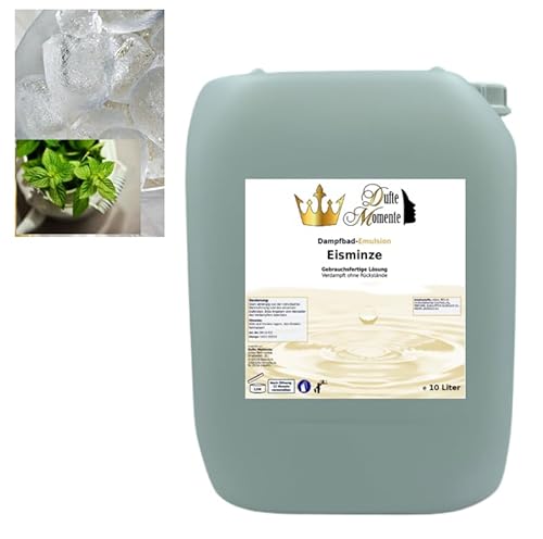 Dampfbad Emulsion Eisminze (Eukalyptus - Menthol - Pfefferminze) - 10 Liter - gebrauchsfertig für Dampfbad, Dampfdusche, Verdampferanlagen in Premium Qualität von Dufte Momente
