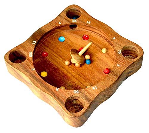 Tiroler Roulette, Twister Roulette Knobelholz Würfelspiel für 2 bis 8 oder mehr Personen, Trinkspiel, Glücksspiel, Würfelspiel, Kreiselspiel, Unterhaltungsspiel, Familienspiel, Kinderspiel