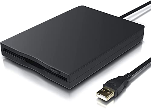 Whuooad USB-Diskettenlaufwerk, 3,5 Zoll (3,5 cm), externes Diskettenlaufwerk, tragbar, 1,44 MB, FDD, USB-Laufwerk, Plug-and-Play, für PC Windows 7/8/10/2000, Windows XP/Vista/Mac (schwarz)