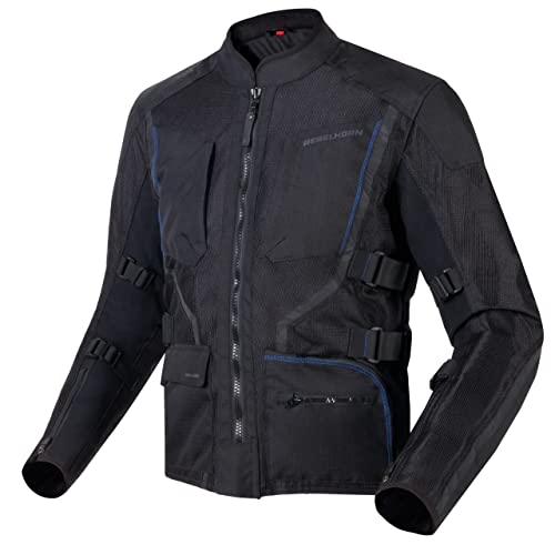 REBELHORN Scandal Textile Motorradjacke für Männer Ellbogen- und Schulterschutz Stahlgitterpaneele 6 Taschen Reflektierende Elemente