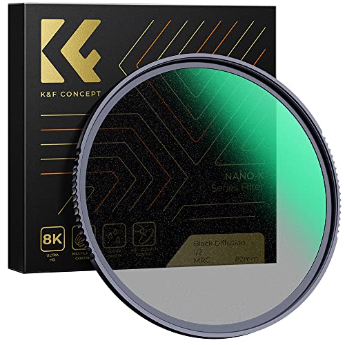 K&F Concept Nano-X Black-Mist 1/2 Filter 72mm Black Promist 1/2 Filter aus Optisches Glas mit 28-facher Nano-Beschichtung, Black Diffusion Filter 1/2 für Videoaufnahmen/Portraitfotografie