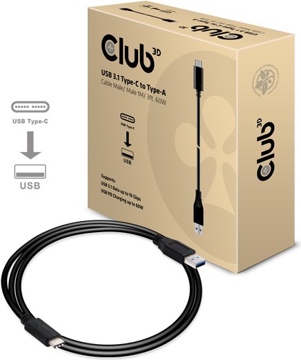 Club 3D Club3D USB 3.1 Typ C Anschlusskabel > Typ A PowerDeliv.St/St retail (CAC-1523)