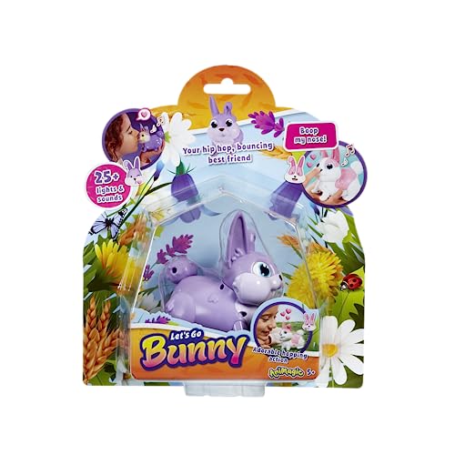 Animagic Let's Go Bunny Lila, Spielzeug für Kinder ab 5 Jahren, Interaktives Plüschkaninchen