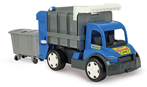 Wader 67016 - Gigant großer Müllwagen mit Mülltonne und vielen manuellen Funktionen, ab 12 Monaten, ca. 62 cm, ideal als Geschenk für kreatives Spielen