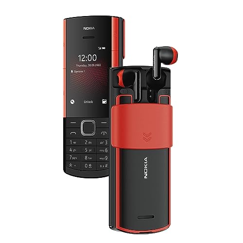 Nokia 5710 Xpress Audio-Funktion-Telefon mit integrierten kabellosen Ohrhörern, 4G-Konnektivität, MP3-Player, kabellosem FM-Radio, dedizierten Musiktasten und langlebiger Akku (Dual SIM) – Schwarz
