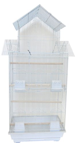 YML A6844 3/8" Bar Spacing Tall Pagoda Top Small Bird Cage, White, 18" x 14"