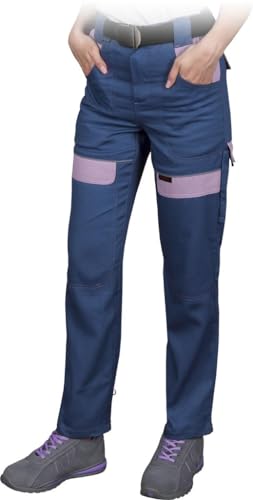 CORTON Damen-Schutzhose in Taillenlänge: 100% Baumwolle, 260 g/m², Vielseitige Taschen, Elastischer Bund, Reflektierend, Farbe: Marineblau - dunkles Heidekraut, Größe 36