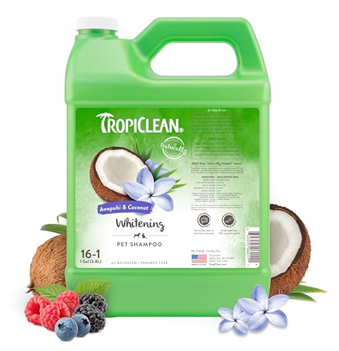 TropiClean Awapuhi & Coconut Whitening Shampoo für Haustiere, 3,78 Liter, hergestellt in den USA
