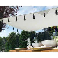 zeitzone Sonnensegel Grau mit Fransen Sonnenschutz 2 x 3 m Windschutz Garten Terrasse