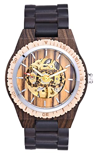 SUPBRO Uhren Herren Uhr Herren-Armbanduhr Analog Quarz Armbanduhr Hohl Mechanische Uhr Holz Uhr Holzarmband