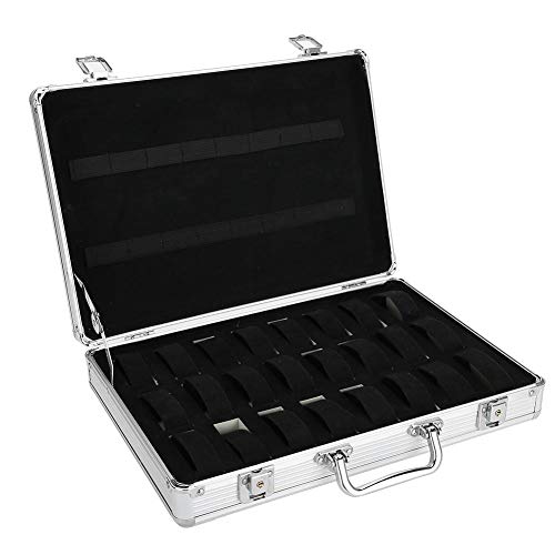 Hongzer 24 Grids Aluminium Uhrenkoffer, Aluminiumlegierung Uhrenkoffer, Uhrendisplay Aufbewahrungsbox Uhrenkoffer, Uhrenkoffer