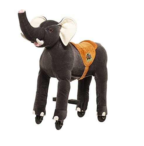 Animal Riding Reittier Elefant „Sultan“ Medium/Large (für Kinder 5-8 Jahren, Farbe grau, Sattelhöhe 69 cm, mit Rollen) ARE004M