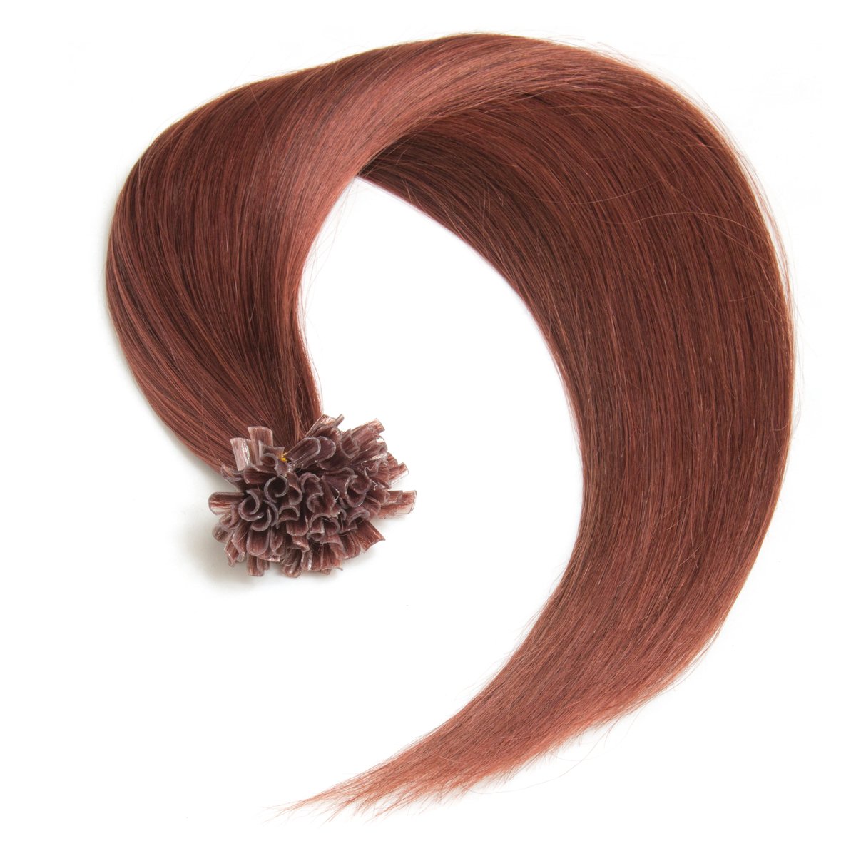 Kastanien-Farbige Keratin Bonding Extensions aus 100% Remy Echthaar/Human Hair 200 0,5g 50cm Glatte Strähnen - U-Tip als Haarverlängerung und Haarverdichtung - Farbe: #33 Kastanie