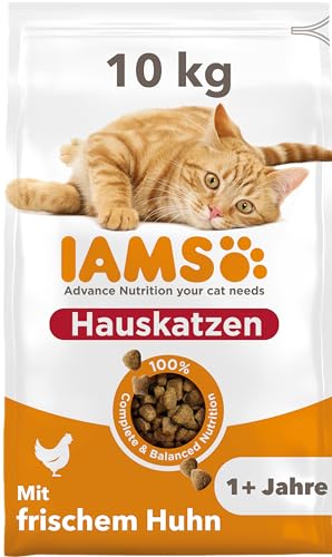 IAMS for Vitality Adult Katzenfutter trocken für Wohnungskatzen mit frischem Huhn 10kg