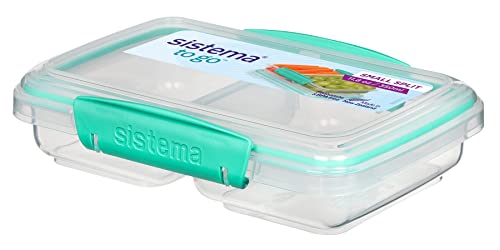 Sistema 4er Pack Lunchbox Small Split to Go, in 2 Sektionen unterteilt, 350ml, farblich Sortiert