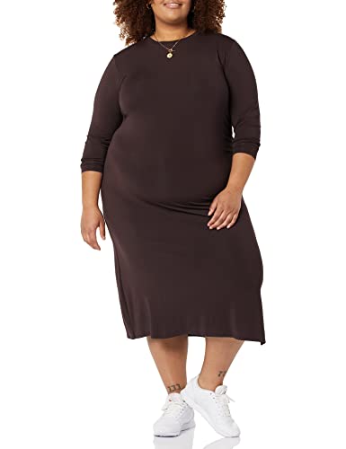 Amazon Aware Damen Jersey-Kleid mit Rüschen (in Übergröße erhältlich), Braun, XL