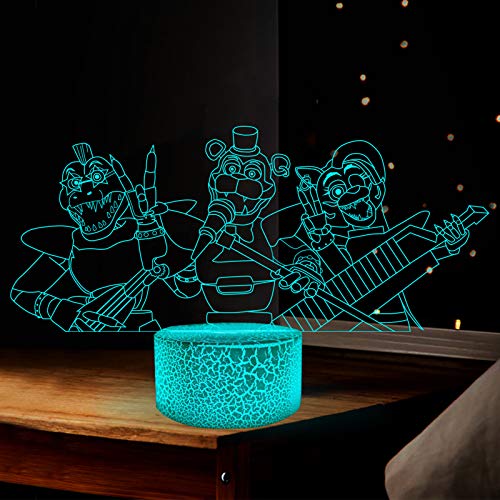 FNAF 3D-Illusionslampe, FNAF-Nachtlicht, 16 Farben wechselnde Dekolampe mit Fernbedienung, für Kinder, Geschenke