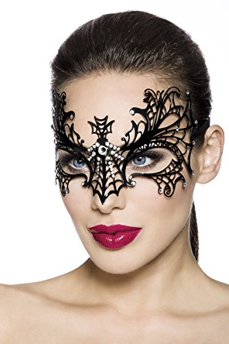 1001-kleine-Sachen Venezianische Maske Fledermaus mit Strass-Steinen Karneval Metallmaske in schwarz