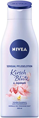 Nivea Sensual Pflegelotion Kirschblüte & Jojobaöl Körper Lotion mit Kirschblüten-Duft, 4er Pack (4 x 200 ml), zieht schnell ein, für normale bis trockene Haut