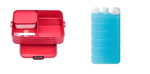 Mepal 2-tlg. Bento-Lunchboxen Cool Down Set Take A Break Large – Brotdose mit Fächern, geeignet für bis zu 8 Butterbrote - Nordic Red
