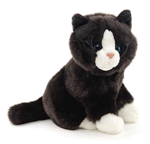 Uni-Toys - Katze schwarz-weiß, sitzend - 21 cm (Höhe) - Plüsch-Kätzchen - Plüschtier, Kuscheltier