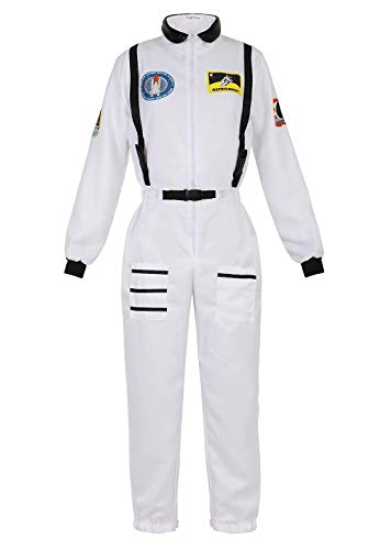 Josamogre Astronauten Kostüm Erwachsene Damen Kostüm Astronaut Weltraum Raumfahrer Cosplay Halloween Weiß XL