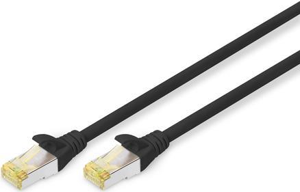 DIGITUS - Patch-Kabel - RJ-45 (M) bis RJ-45 (M) - 1 m - SFTP - CAT 6a - halogenfrei, geformt, ohne Haken - Schwarz (Packung mit 10)