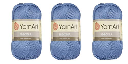 Yarn art Begonia 5351 100 % merzerisierte Baumwolle, 3 Knäuel, je 50 g / 169 m, feiner Sport: 2
