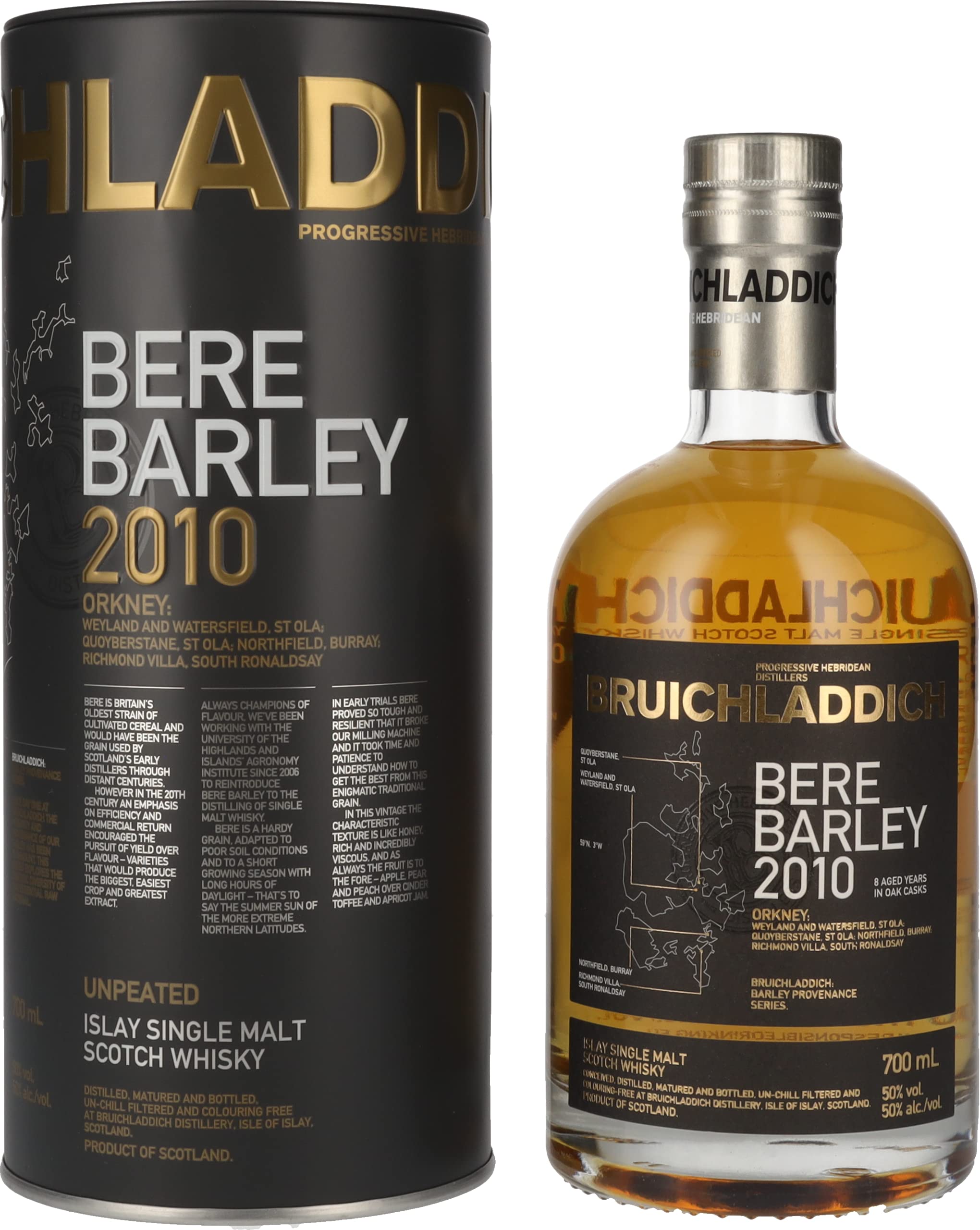 Bruichladdich BERE BARLEY 8 Years Old Single Malt 50% Vol. 0,7l in Tinbox