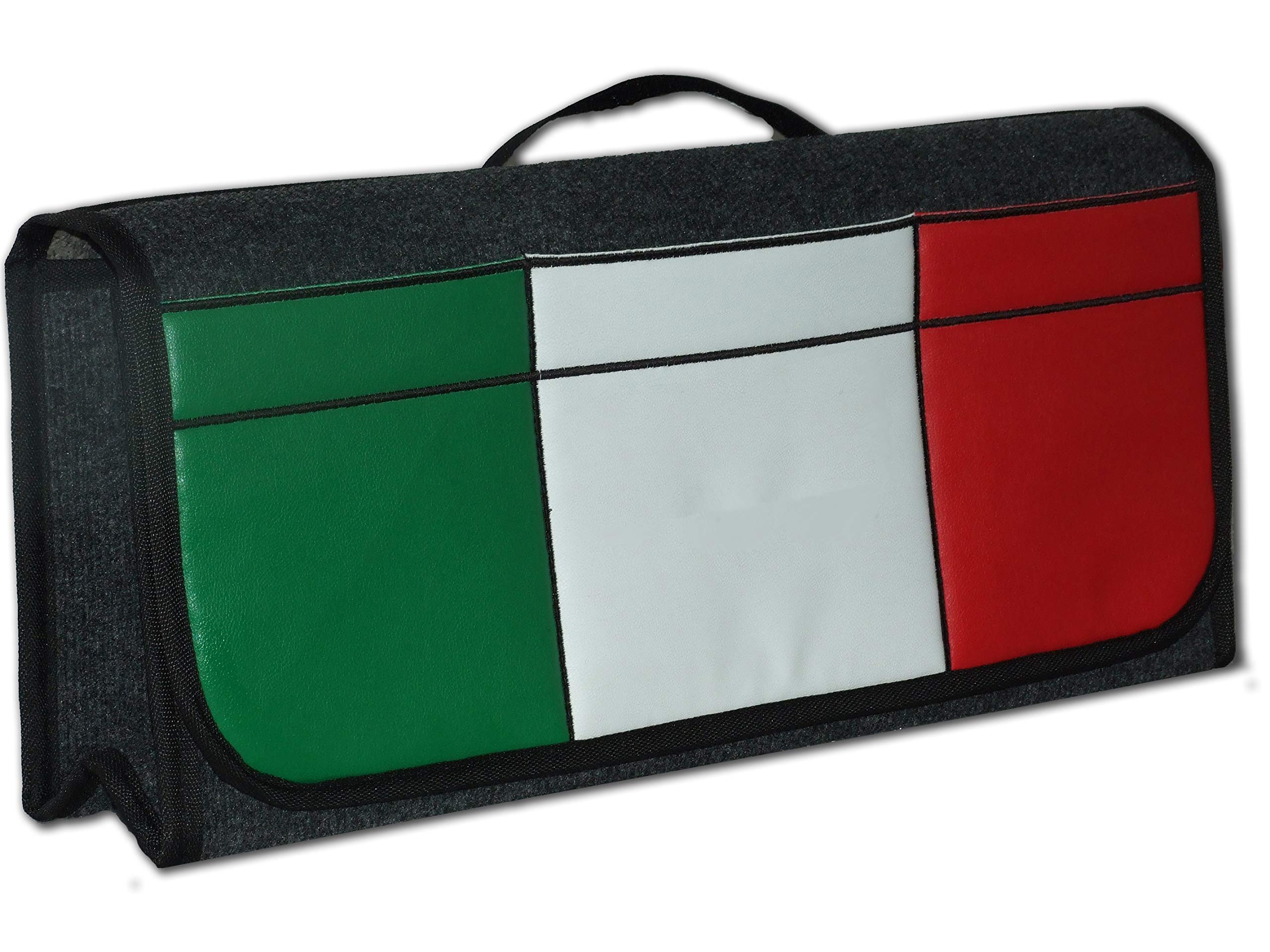 Aufbewahrungstasche für den Kofferraum, mit italienischer Flagge, Kunstleder, Vordertasche für alle italienischen Autos