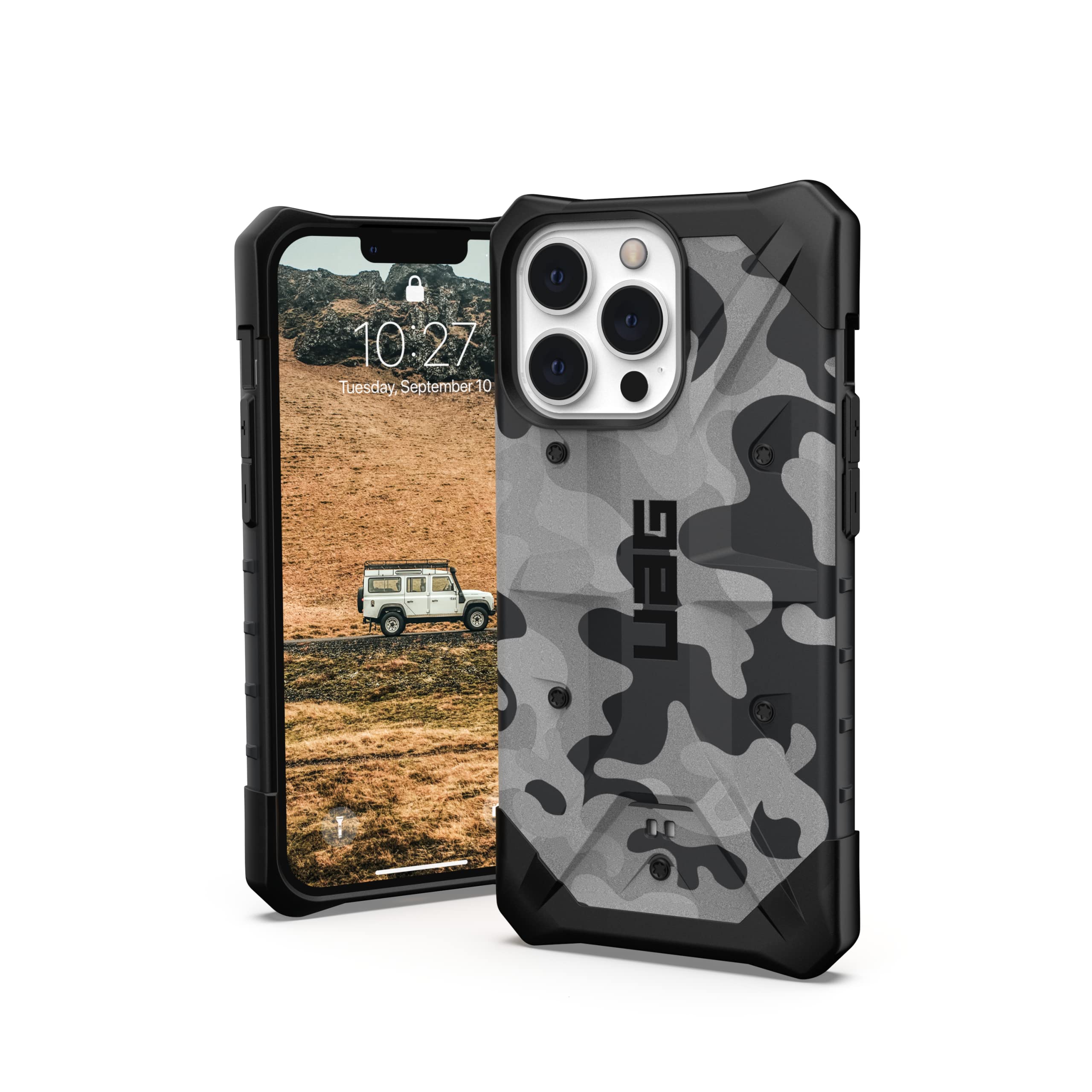 Urban Armor Gear Pathfinder Case kompatibel mit Apple iPhone 13 Pro [Wireless Charging kompatibel, Fallschutz nach Militärstandard, Ultra Slim Bumper] midnight camo