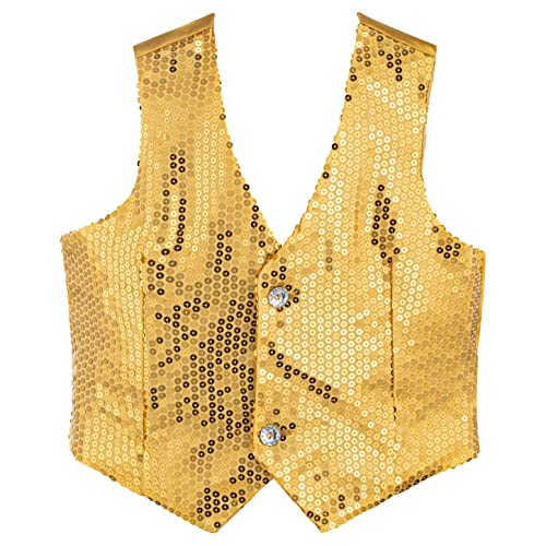 Dress Up America 744-M Gold Weste für Erwachsene Vollständig gefütterte Pailletten, Größe 8-10 Jahre (Taille: 76-82 Höhe: 114-127 cm)