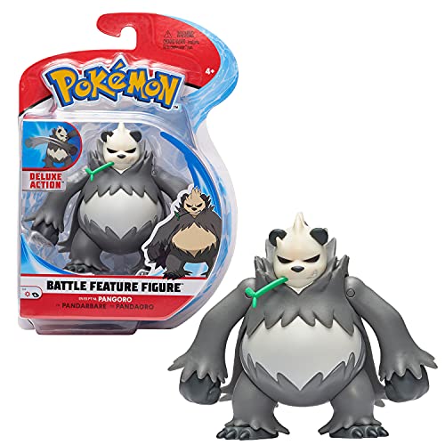 Pokémon – Figur Battle Feature – Pandarbare (Pangoro) – Figur mit Gelenk, 12 cm Pandarbara, mit Funktion des Poing-Fokus, Eisenfuß