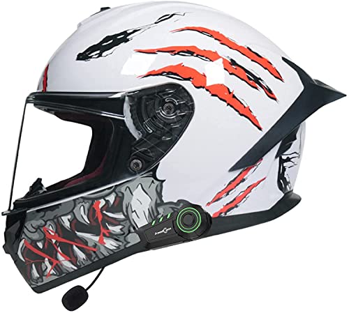 Motorradhelm Integrierter Bluetooth-Helm Klapphelm,DOT/ECE Genehmigt Motorrad Full Face Helm Rollerhelm Doppelvisier Sturzhelm für Damen Herren Automatische Beantwortung